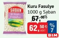 SABAN KURU FASULYE 1000 G fiyat ve kampanya bilgisi